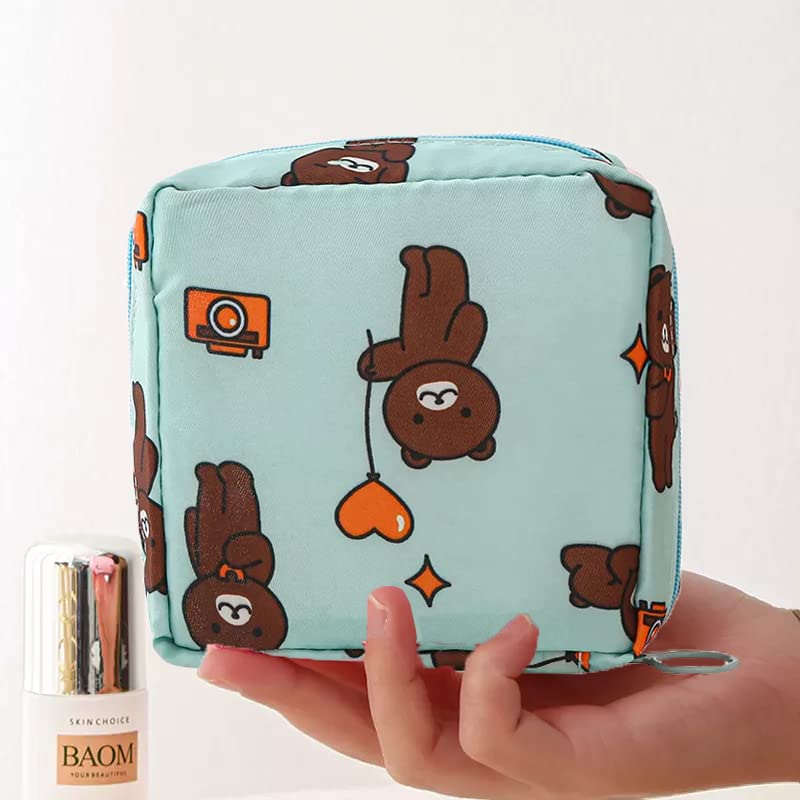 Luxula Portable Mini Fashion Sanitary Napkin Pouch - Waterproof Zipper Travel Organizer for Nursing Pads, Cosmetics & Jewelry Storage - Perfect for Women & Girls (Sky Blue) - Ideal for Travel, Gym, Work & Daily Essentials Organization