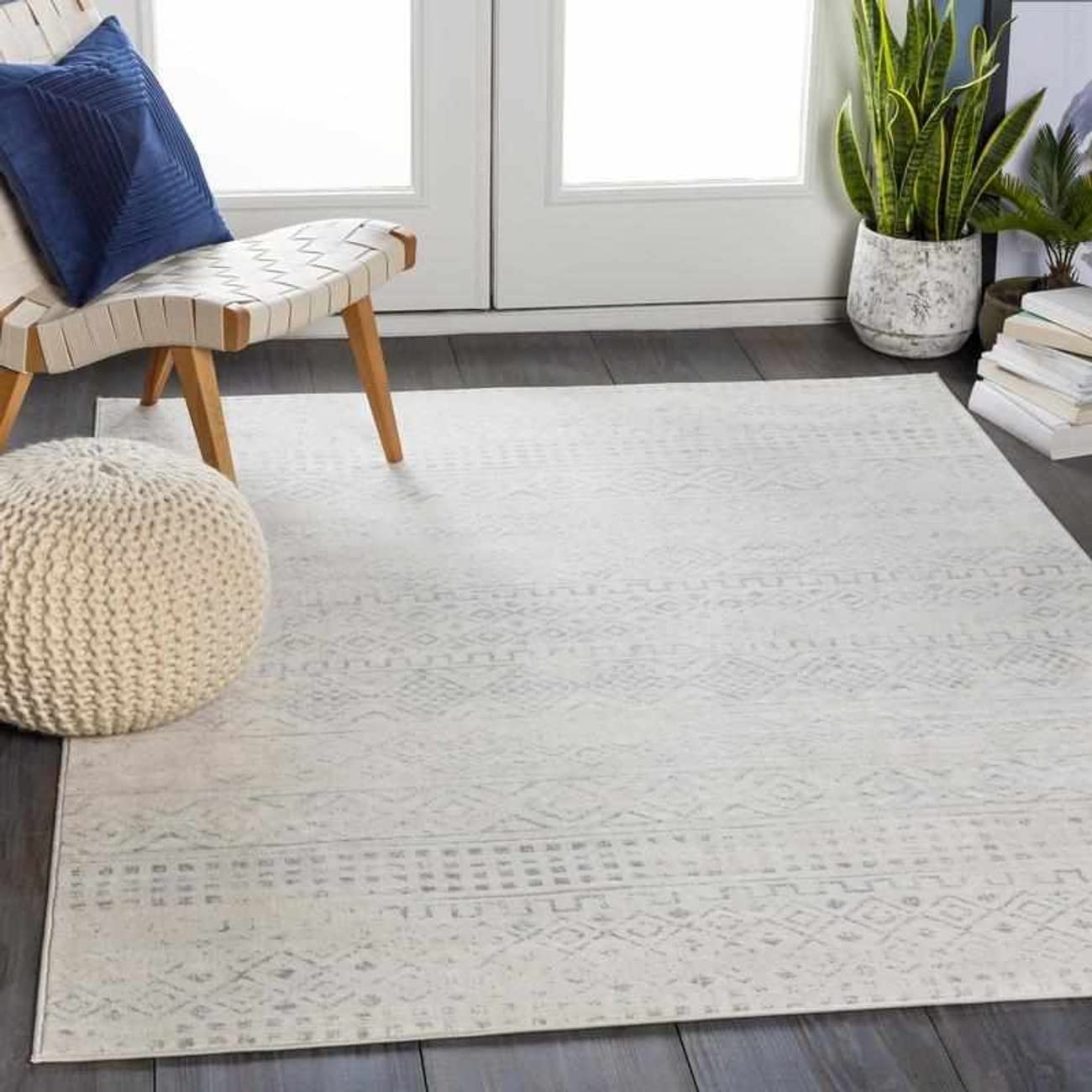 Mark&Day 9x12 Bohemian Area Rug - Cream & White Handwoven Vintage Carpet for Living Room, Bedroom, Kitchen - Non-Slip Soft Jute Rug (9' x 12'3