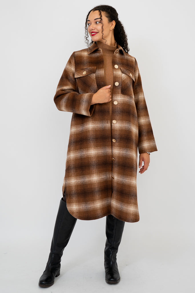 Bronwyn Coat in Cinnamon - Premium Boiled Wool Women's Winter Coat for Casual & Office Wear