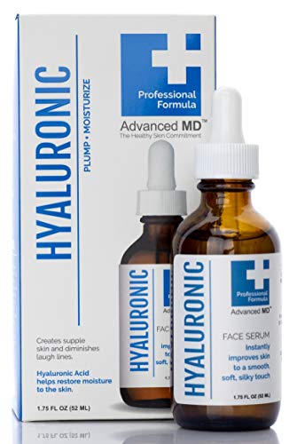 **Advanced MD Hyaluronic Acid Face Serum for Wrinkles & Dry Skin – Professional Anti-Aging Moisturizer to Hydrate, Reduce Fine Lines & Improve Skin Elasticity – 100% Clean Beauty, 1.75 Fl Oz – Perfect for Daily Skincare Routine & Nighttime Rejuvenation**