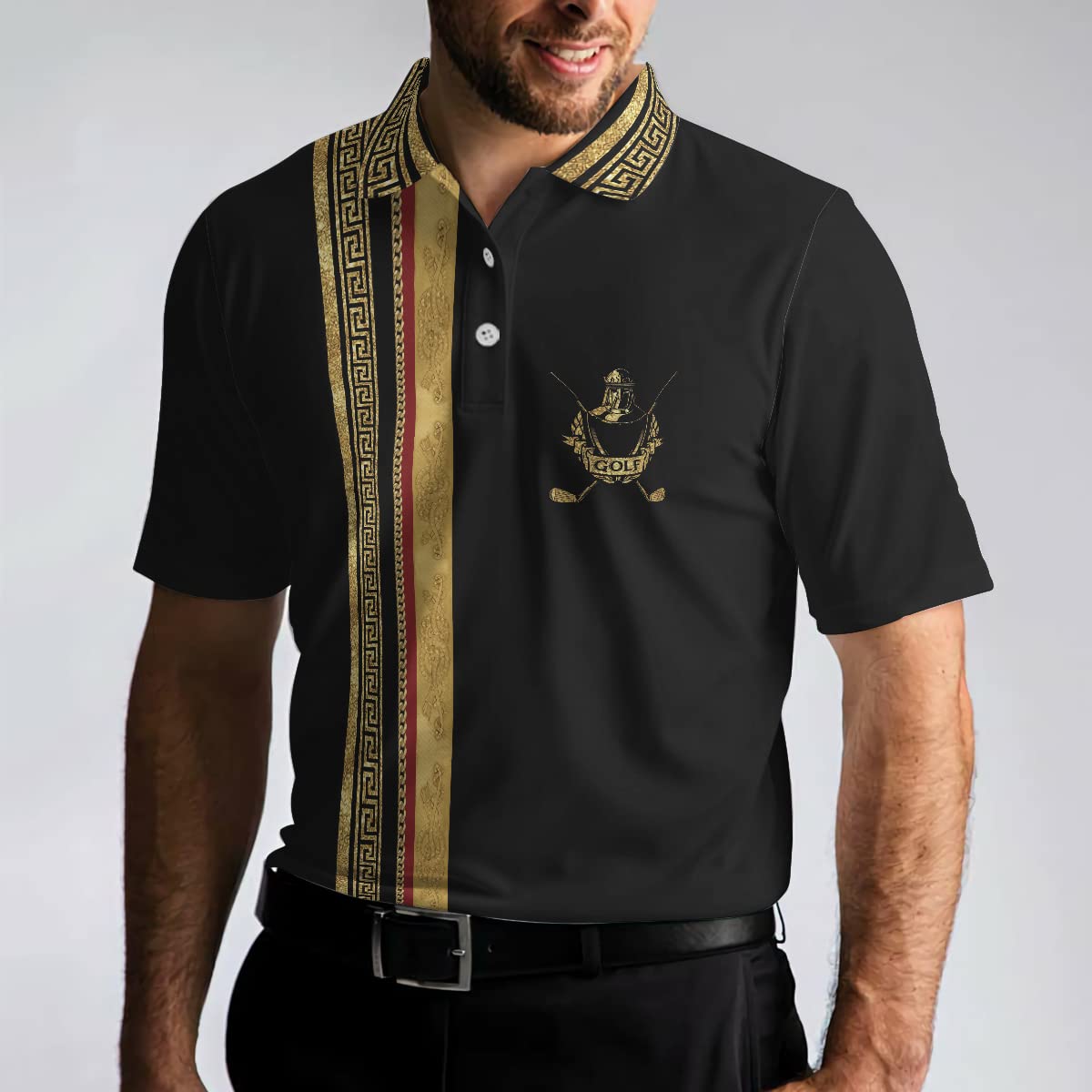 HYPERFAVOR Men's Cool Golf Polo Shirts - Breathable Short Sleeve Sporty Golf Shirt - Luxury Baroque Design for Golf & Casual Wear - Perfect for Golf Courses, Country Clubs & Summer Outings