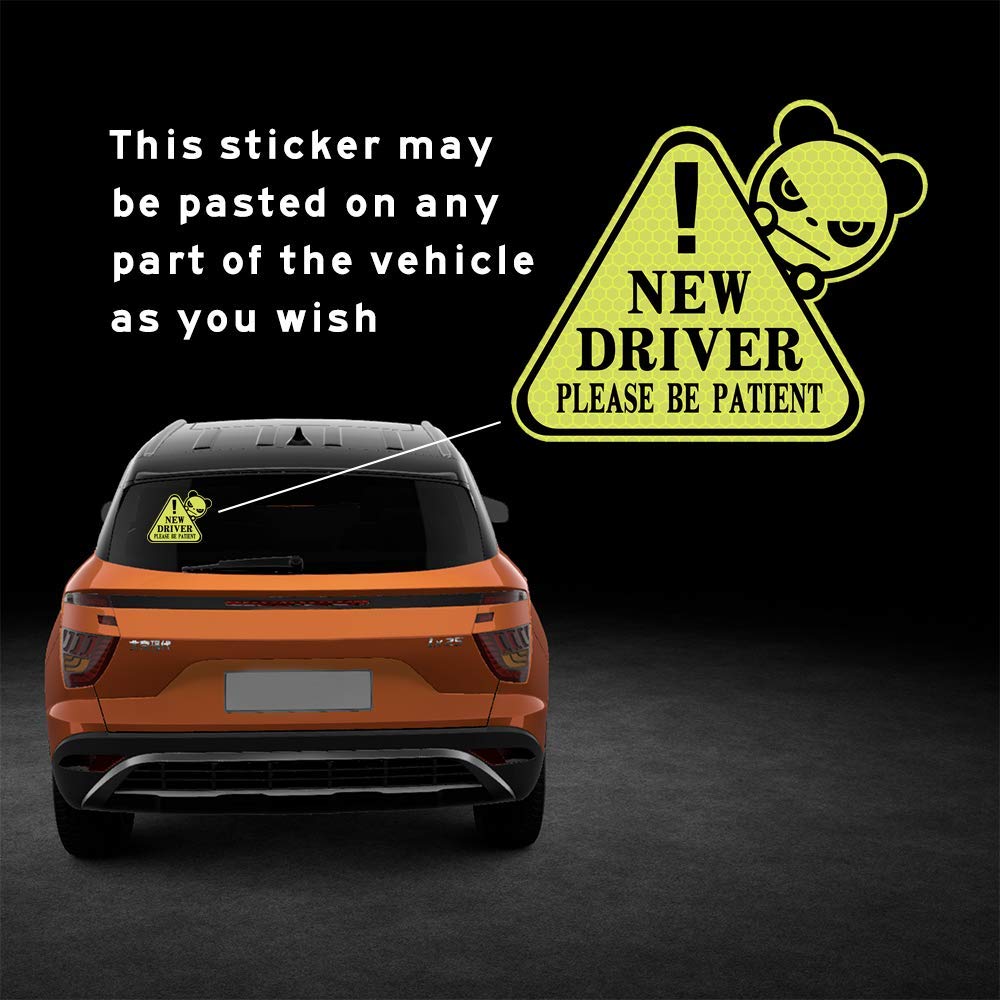 Funny New Driver Sticker for Car - Reflective Waterproof Student Driver Decal - Perfect for Graduation Gifts & Safe Driving Practice (Yellow)