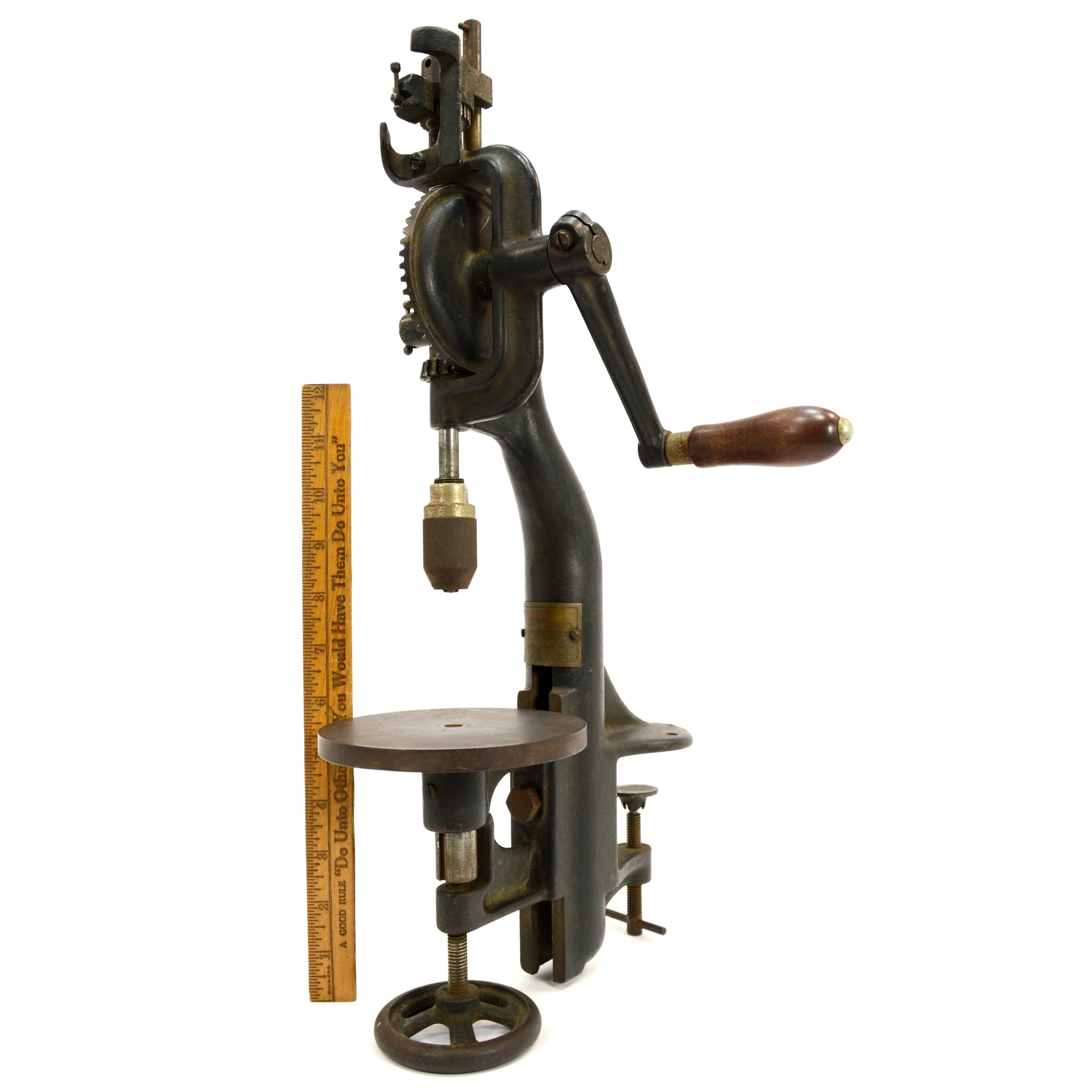 Vintage North Bros. Yankee No. 1003 Hand Crank Drill Press - Antique Bench/Table Mounted Tool for Woodworking & Metalworking Projects