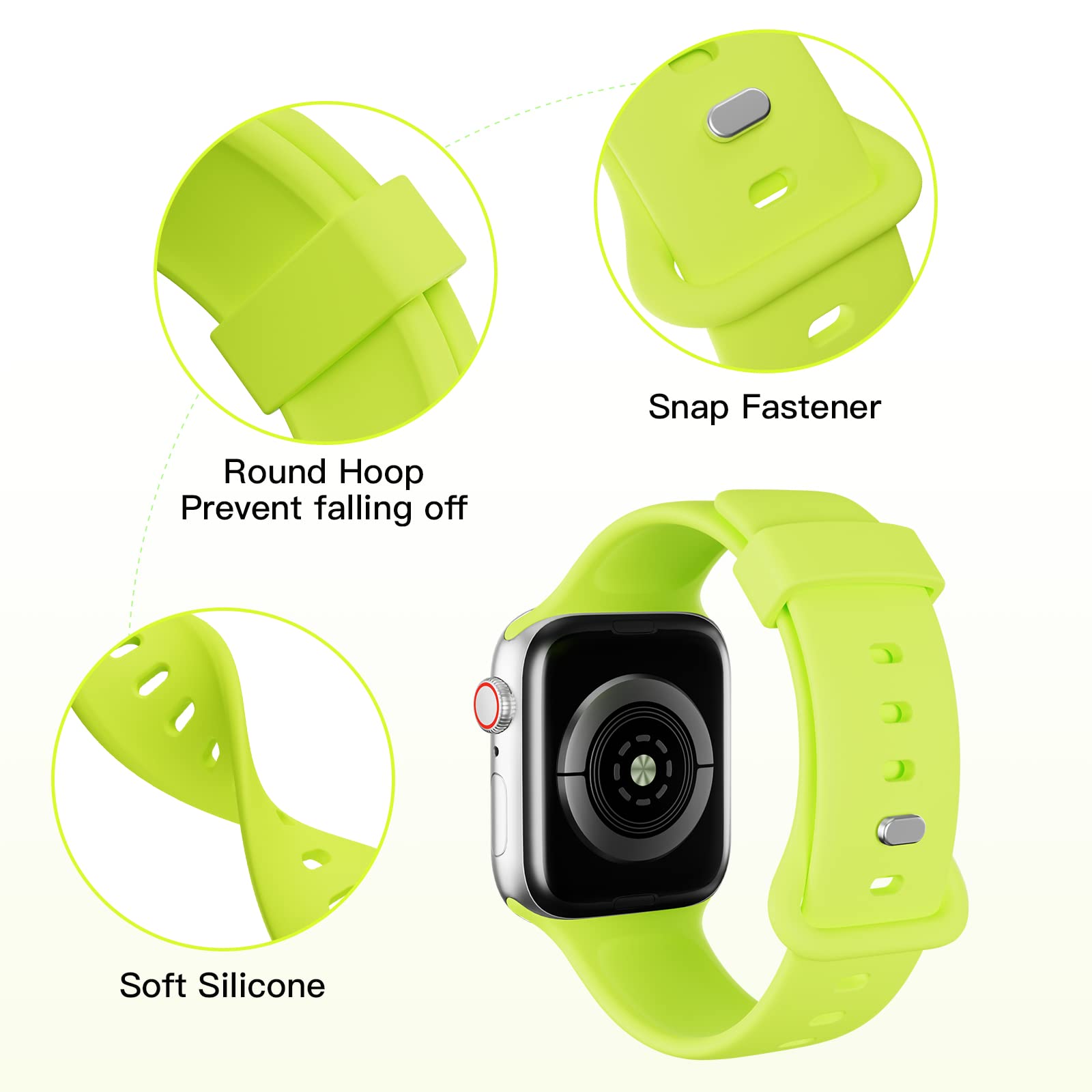 AOTUAO Soft Silicone Sport Band for Apple Watch 38mm 40mm 41mm - Compatible with Series 9/8/7/6/5/4/3/2/1/SE - Unisex Breathable Watch Strap Replacement in Brilliant Yellow - Perfect for Running, Gym Workouts & Daily Wear