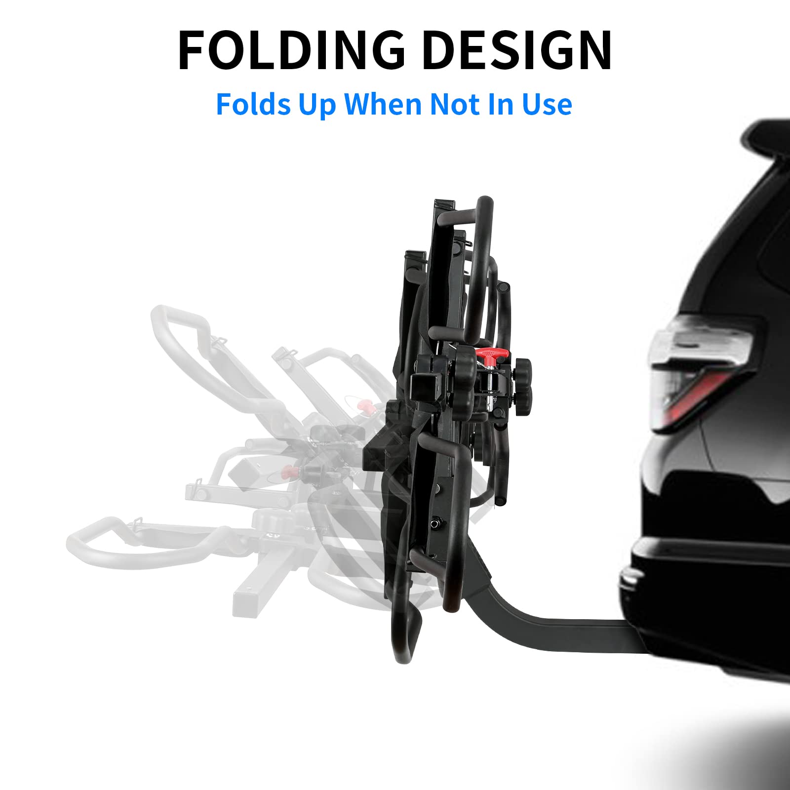 WEIZE Hitch Bike Rack - Wobble Free Smart Tilting Folding Bicycle Carrier for Standard, Fat Tire & Electric Bikes - 2-Bike Capacity (160 lbs) for 2-inch Receiver - Perfect for Road Trips, Camping & Outdoor Adventures