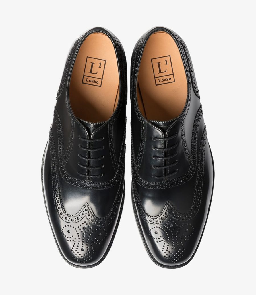 Loake Black Leather Day Brogue - Classic Men's Dress Shoes for Formal & Business Occasions | Comfortable & Stylish Oxford Shoes for Work, Weddings & Office Wear