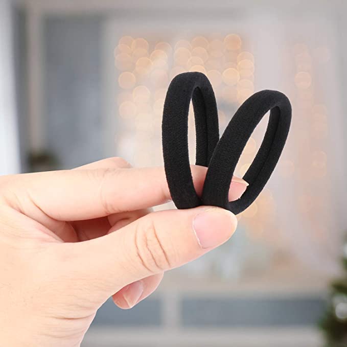 VRT Stretchable Hair Bands for Women & Girls - Soft Elastic Cotton Hair Ties (60 Pack, Black) - Perfect for Gym, Work, School & Everyday Hairstyles