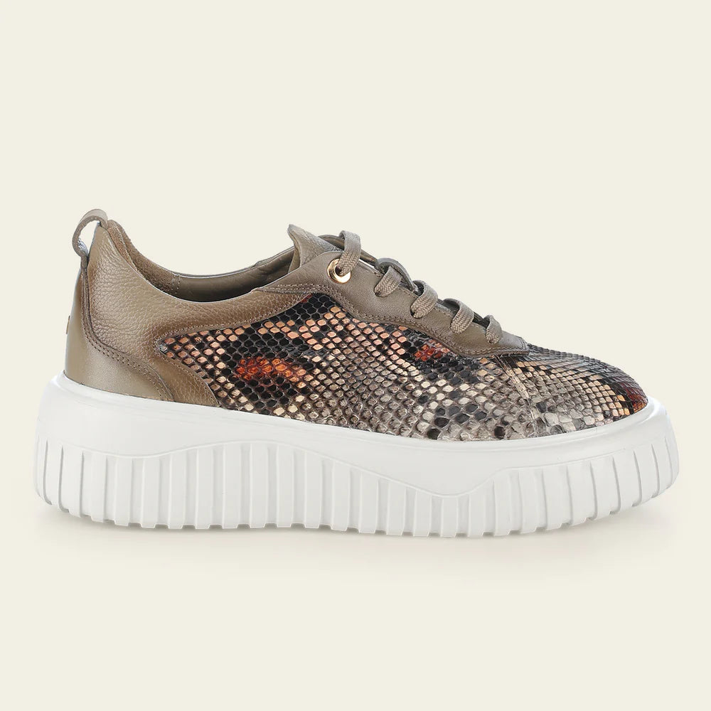 Cuadra Women's Beige Python Sneakers - Stylish & Comfortable Casual Shoes for Walking, Travel & Everyday Wear