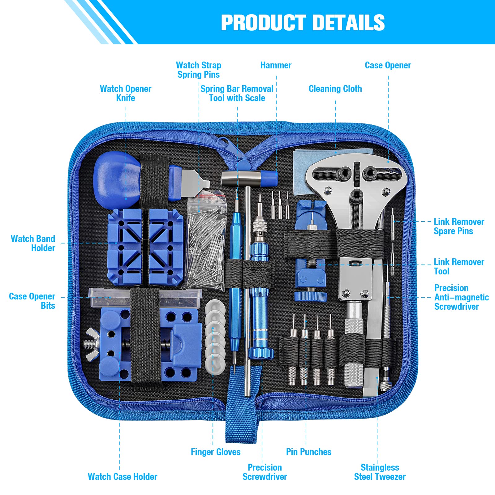 BYNIIUR Watch Repair Kit with Battery Replacement & Band Tools - for DIY Watch Maintenance
