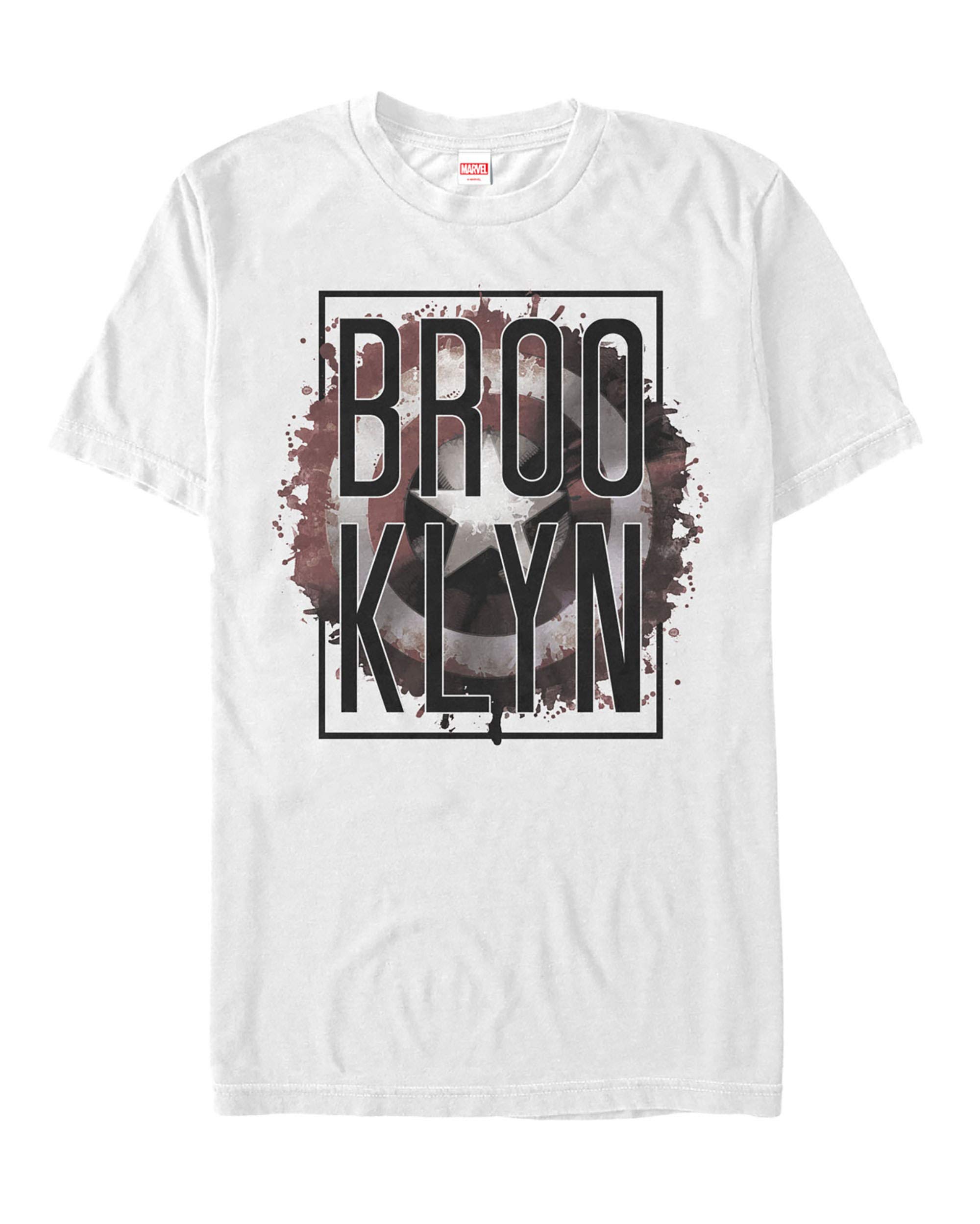 Marvel Captain America Brooklyn Splatter Graphic T-Shirt for Men - Superhero Cotton Tee for Casual Wear, Cosplay & Comic Con Events