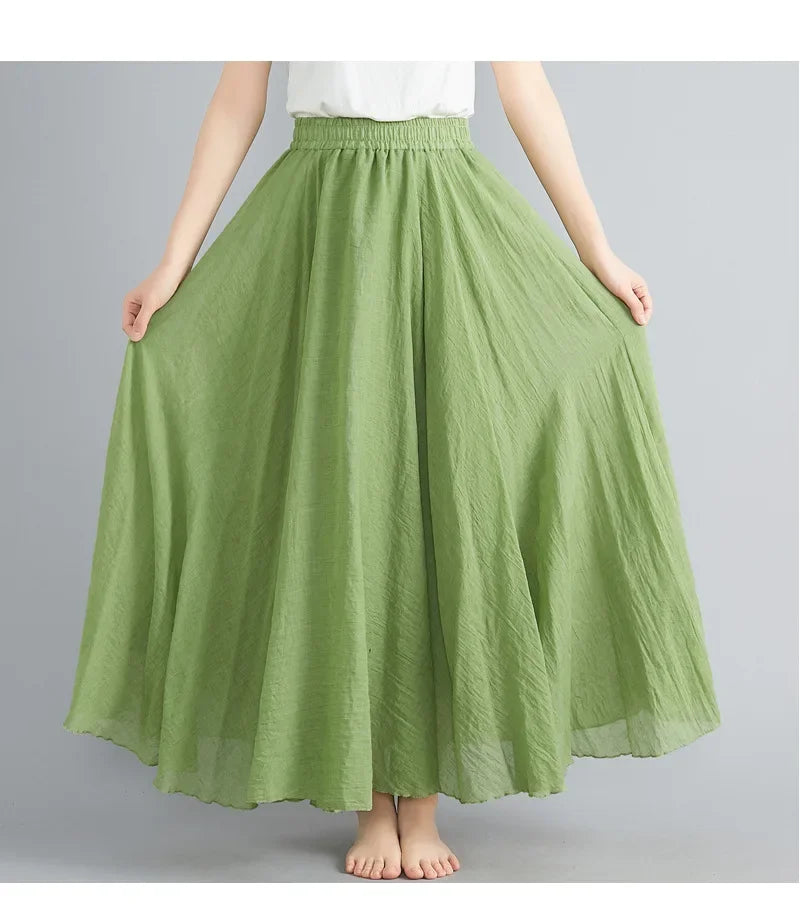 Stylish Women's Cotton Linen Maxi Skirt - Y2K Elegant Boho Long Skirt for Beach, Casual & Harajuku Fashion | Perfect for Summer Outfits, Vacations & Street Style