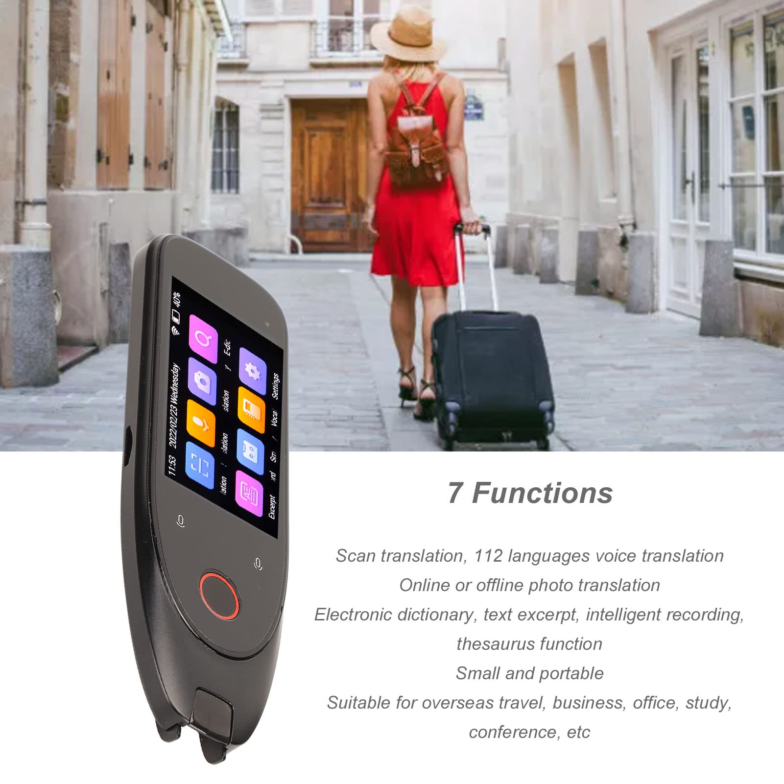 Scanning Translation Pen - Smart Portable Voice Translator with 112 Languages, Online/Offline Translation, Photo Translation, Text Extraction & Electronic Dictionary - Perfect for Travel, Business Meetings & Language Learning