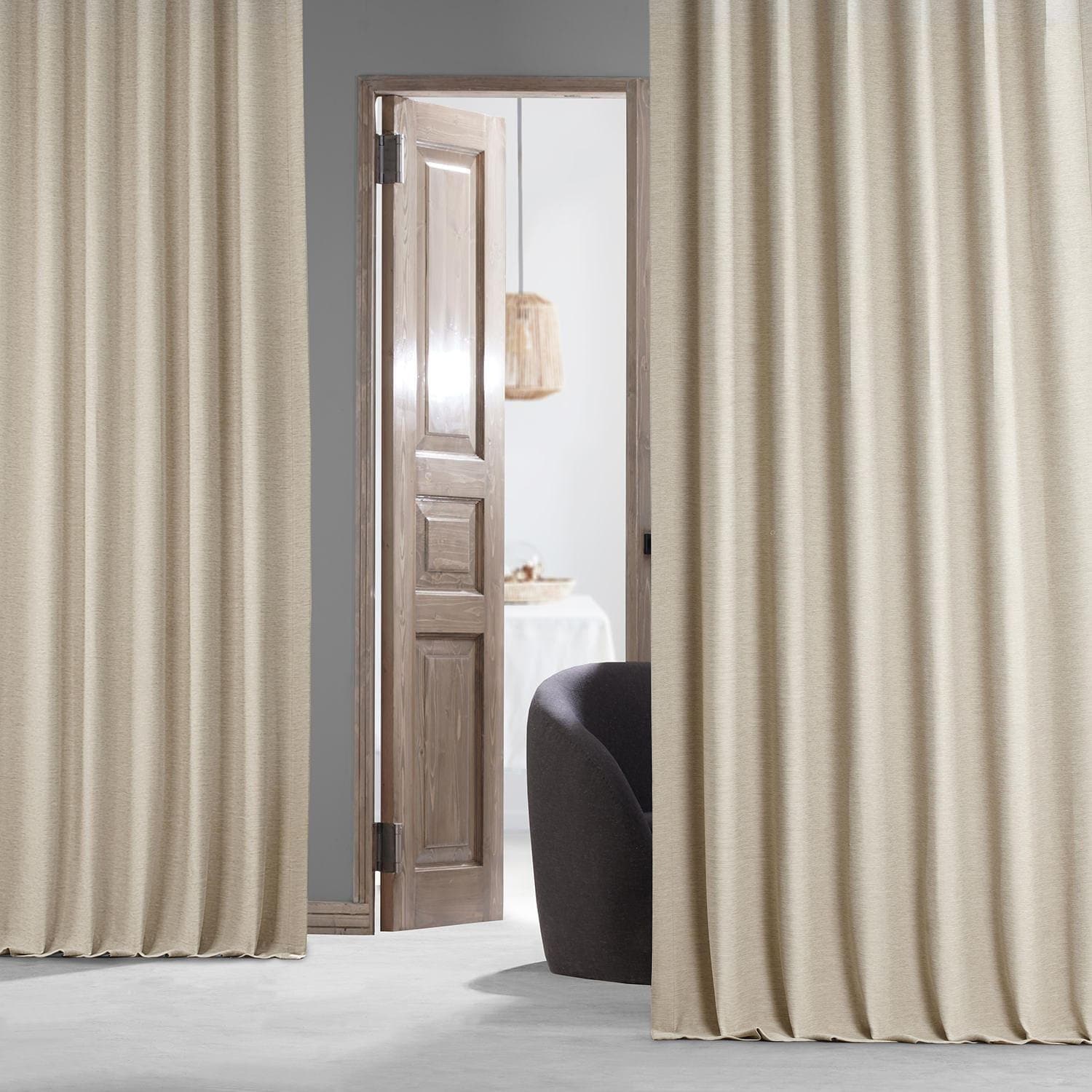 Oat Cream Textured Bellino Blackout Curtains - Thermal Insulated Room Darkening Drapes for Bedroom, Living Room & Nursery