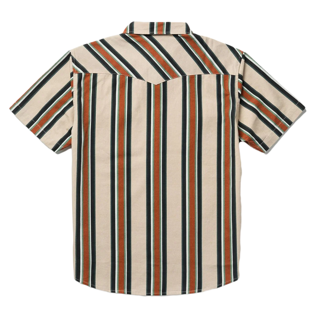 Seager Amarillo Short Sleeve Shirt - Stone Stripe Casual Button Down for Men | Perfect for Office, Travel & Outdoor Activities
