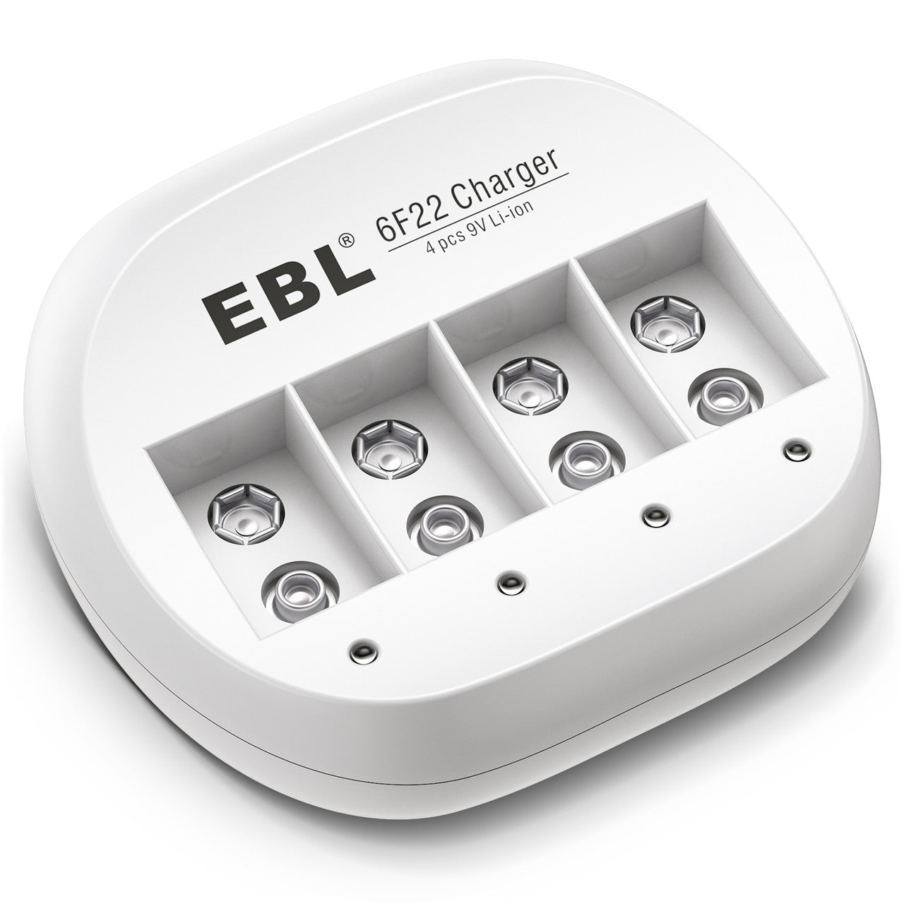 EBL 4 Bay 9V Battery Charger for Li-ion/NiMH/NiCd Rechargeable Batteries - Fast Charging for Smoke Detectors, Guitar Pedals & More