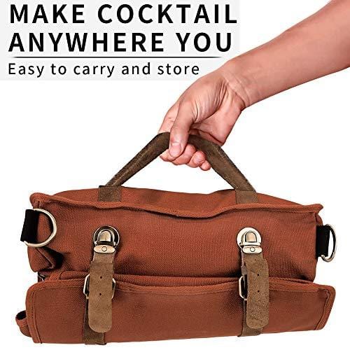 Professional 12-Piece Bartender Kit Bag - Portable Bar Tool Roll with Essential Tools for Travel, Parties & Events - GJB01 (Bag + Tools) - Perfect for Home Bars, Cocktail Making & Outdoor Gatherings