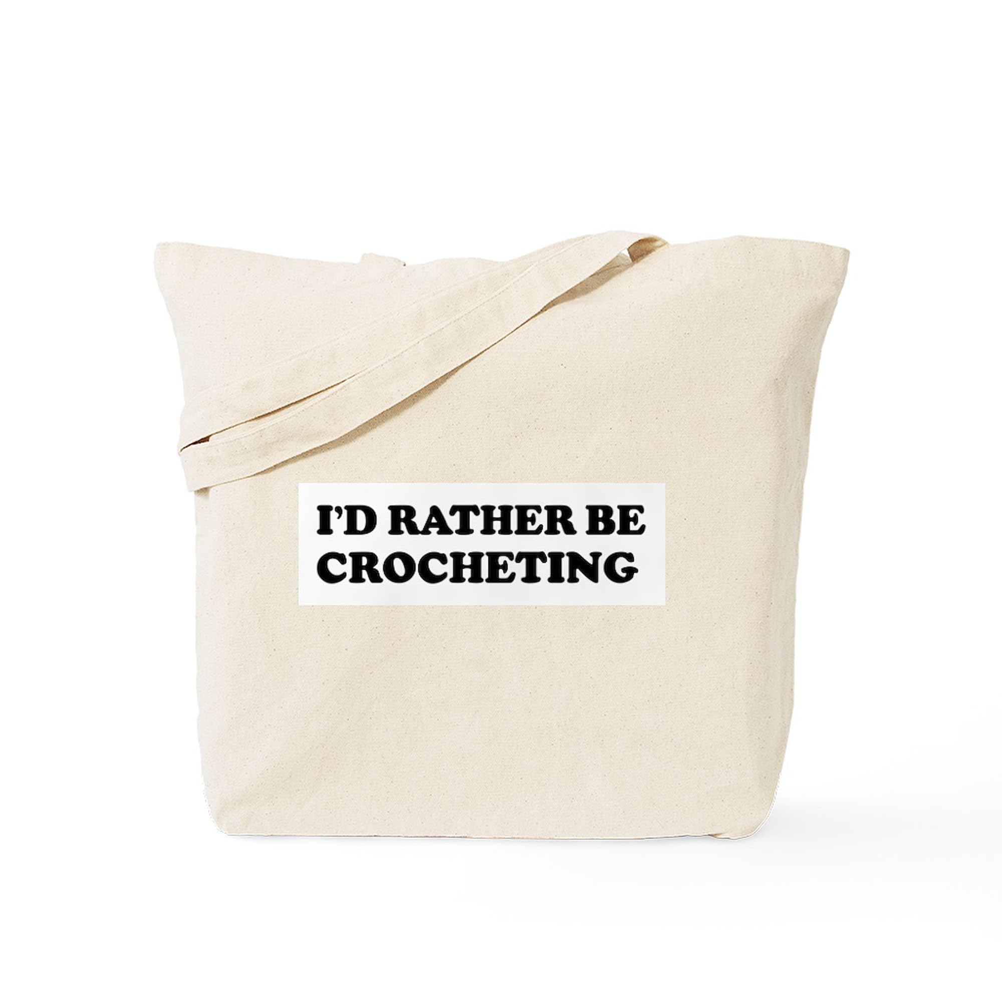 Rather Be Crocheting Tote Bag - Natural Canvas Reusable Shopping Bag for Yarn Lovers, Knitting Projects & Eco-Friendly Grocery Trips