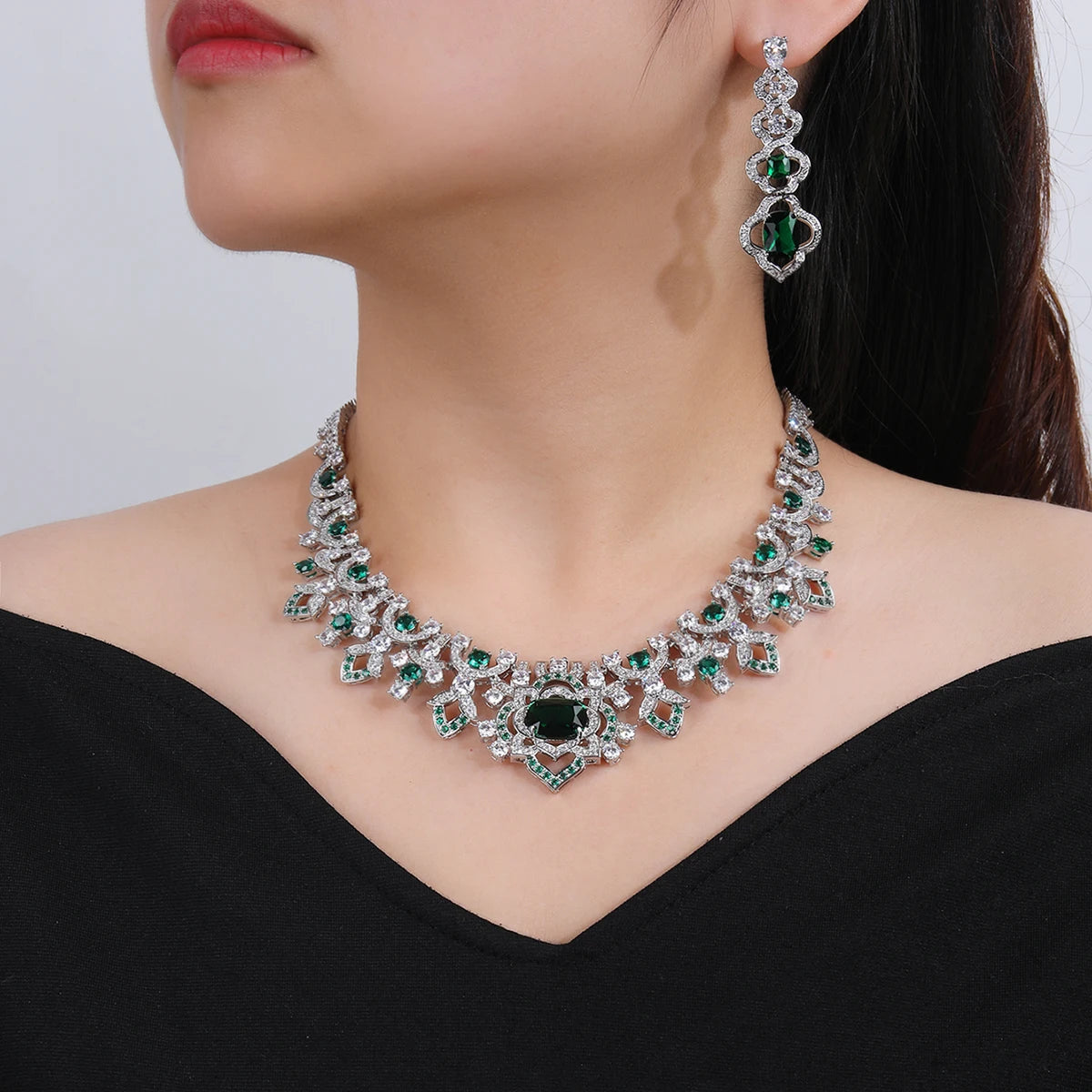 Luxury Cubic Zirconia Bridal Wedding Jewelry Set for Women - Elegant Necklace & Earrings Set CN11300 | Perfect for Weddings, Anniversaries, and Special Occasions