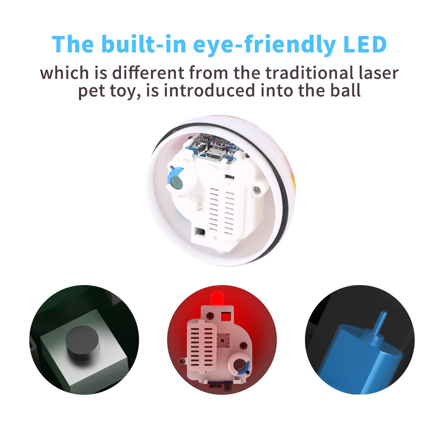Interactive Cat Toys & Smart Rolling Dog Toys - USB Rechargeable LED Pet Exercise Ball with Catnip for Puppy & Kitty | Indoor Play, Training Reward, Anxiety Relief for Pets | Pack of 1