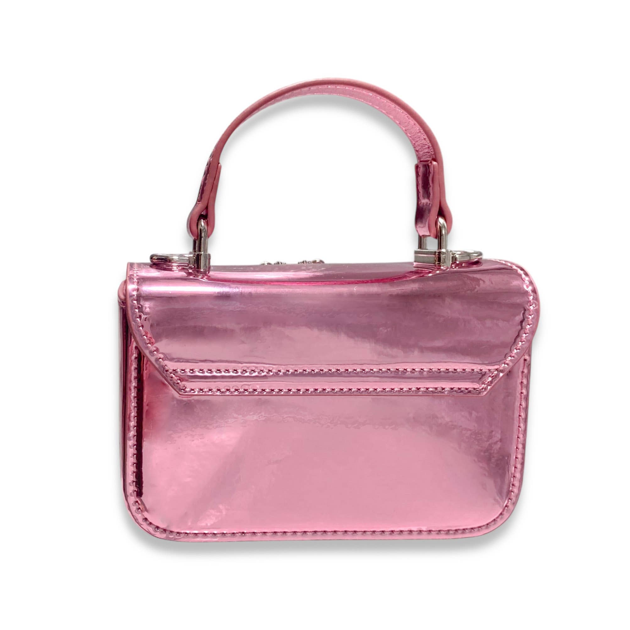 Sparkling Rhinestone Embellished Patent Leather Clutch Purse - Elegant Pink Evening Bag for Parties, Weddings & Special Occasions