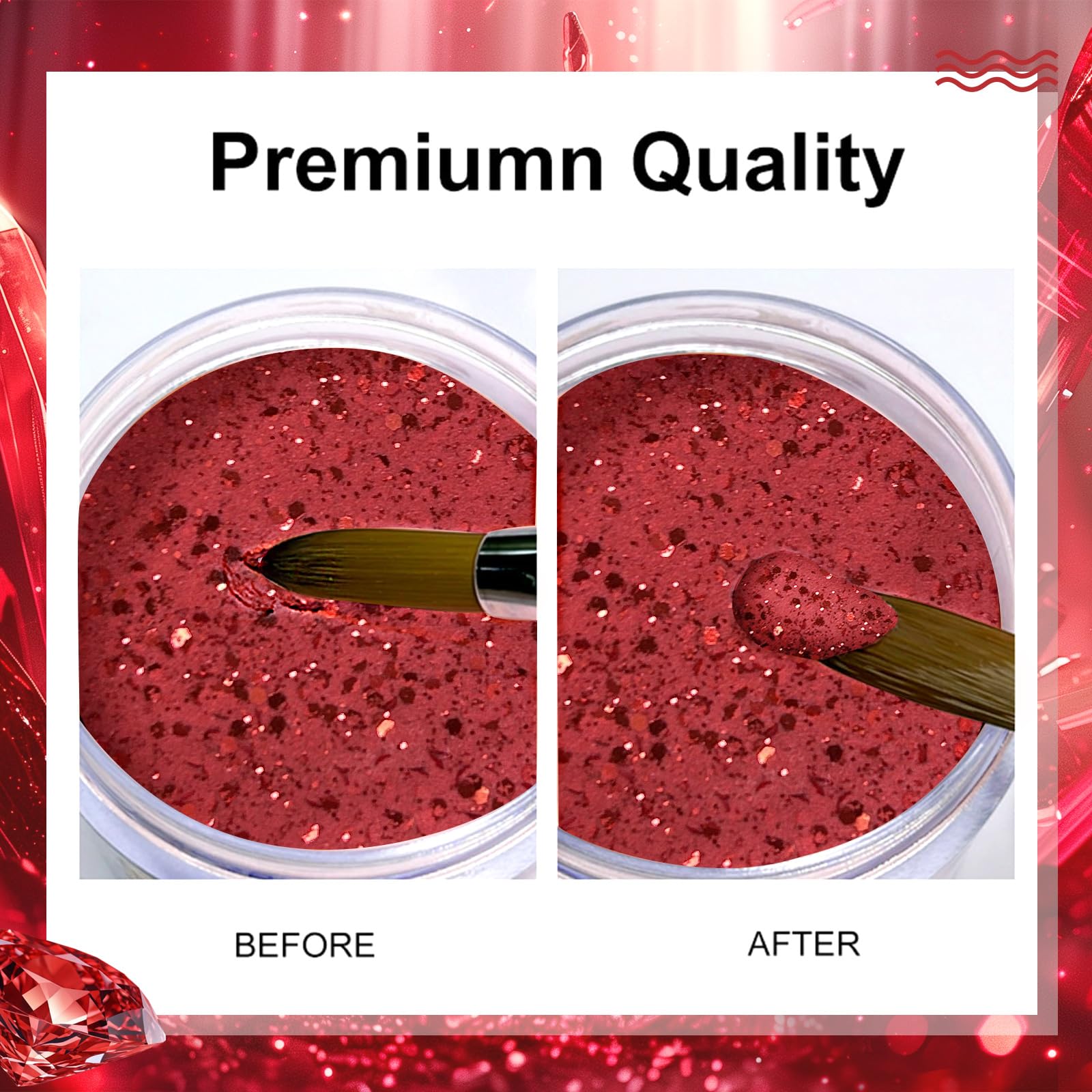 Professional Sparkly Golden Red Glitter Acrylic Nail Powder for Nail Extensions, French Manicure, 3D Flower Nail Art & Carving - 30g (YSJF018) | Perfect for Beginners, Salon Use & DIY Nail Designs at Home