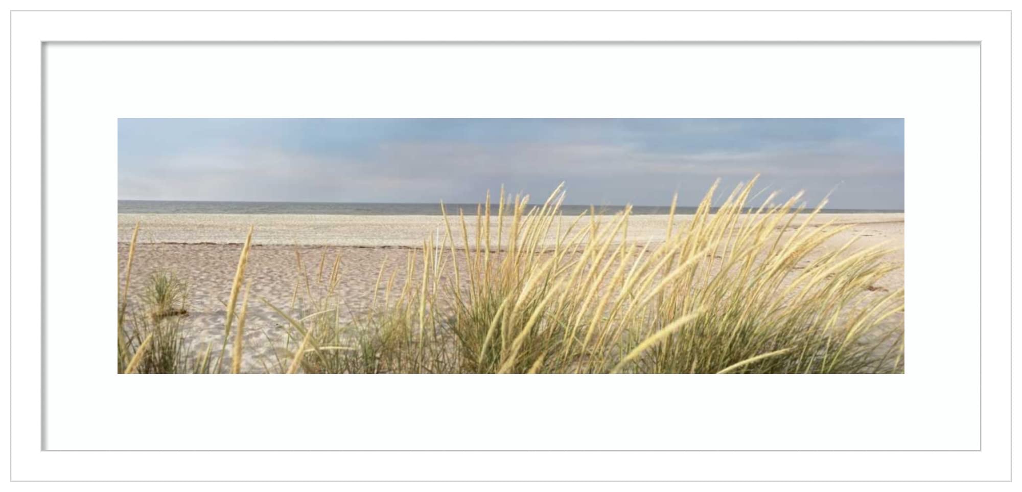 Alan Blaustein Island Sand Dunes Wood Framed Wall Art Print - 25x12 Inches, Svelte White Frame - Coastal Home Decor, Beach House Wall Art, Living Room & Bedroom Decor