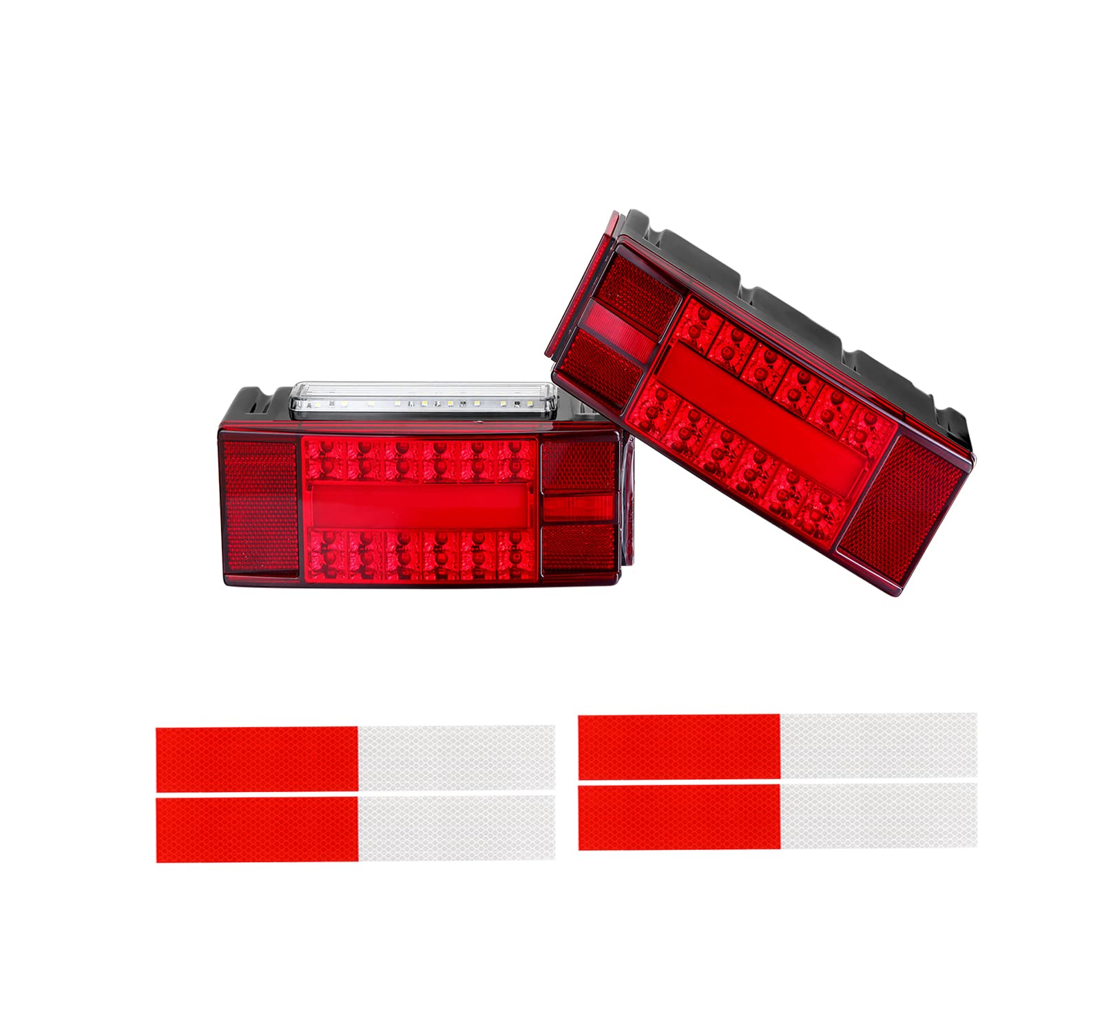 Low Profile Rectangular LED Boat Trailer Lights Kit - IP68 Waterproof Red Sealed Tail Lights Replacement for Fishing Boat Trailers, Trucks & Marine Vehicles | Perfect for Night Towing & Water Activities