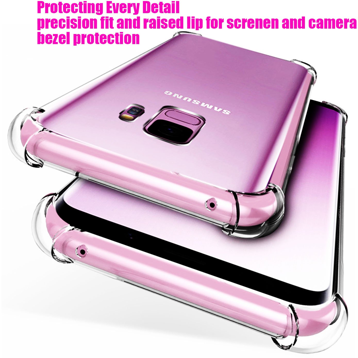 2-Pack iBarbe Shockproof Case for Samsung Galaxy S9 (5.8 Inch) - Durable TPU Bumper with Reinforced Corners + Anti-Scratch Clear PC Back Panel (Gray) - Perfect for Outdoor Activities & Daily Protection