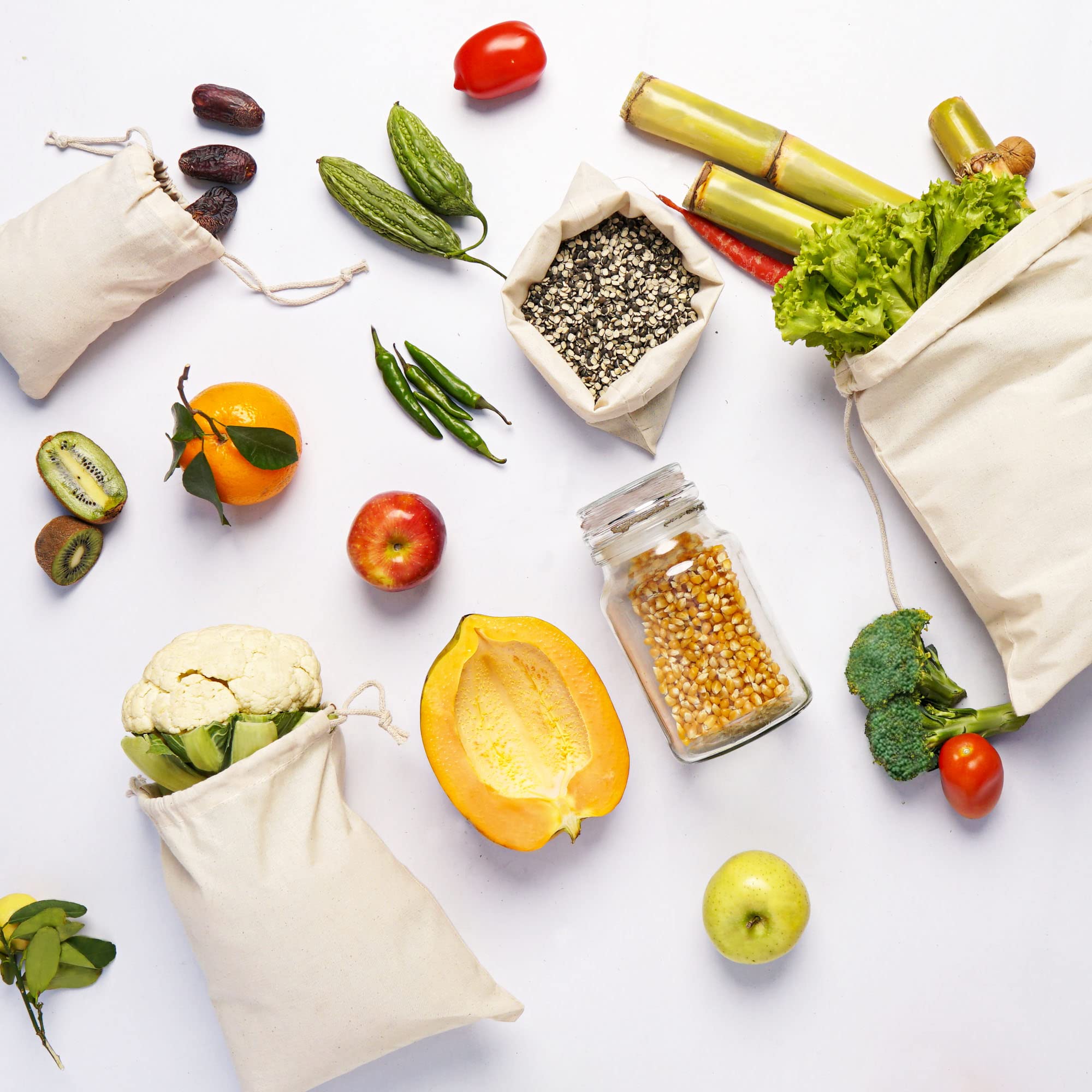 100% Organic Cotton Muslin Bags with Double Drawstring - Premium Reusable Eco-Friendly Natural Fabric (12x20 Inches, Pack of 100) - Perfect for Wedding Favors, Gift Packaging & Bulk Food Storage