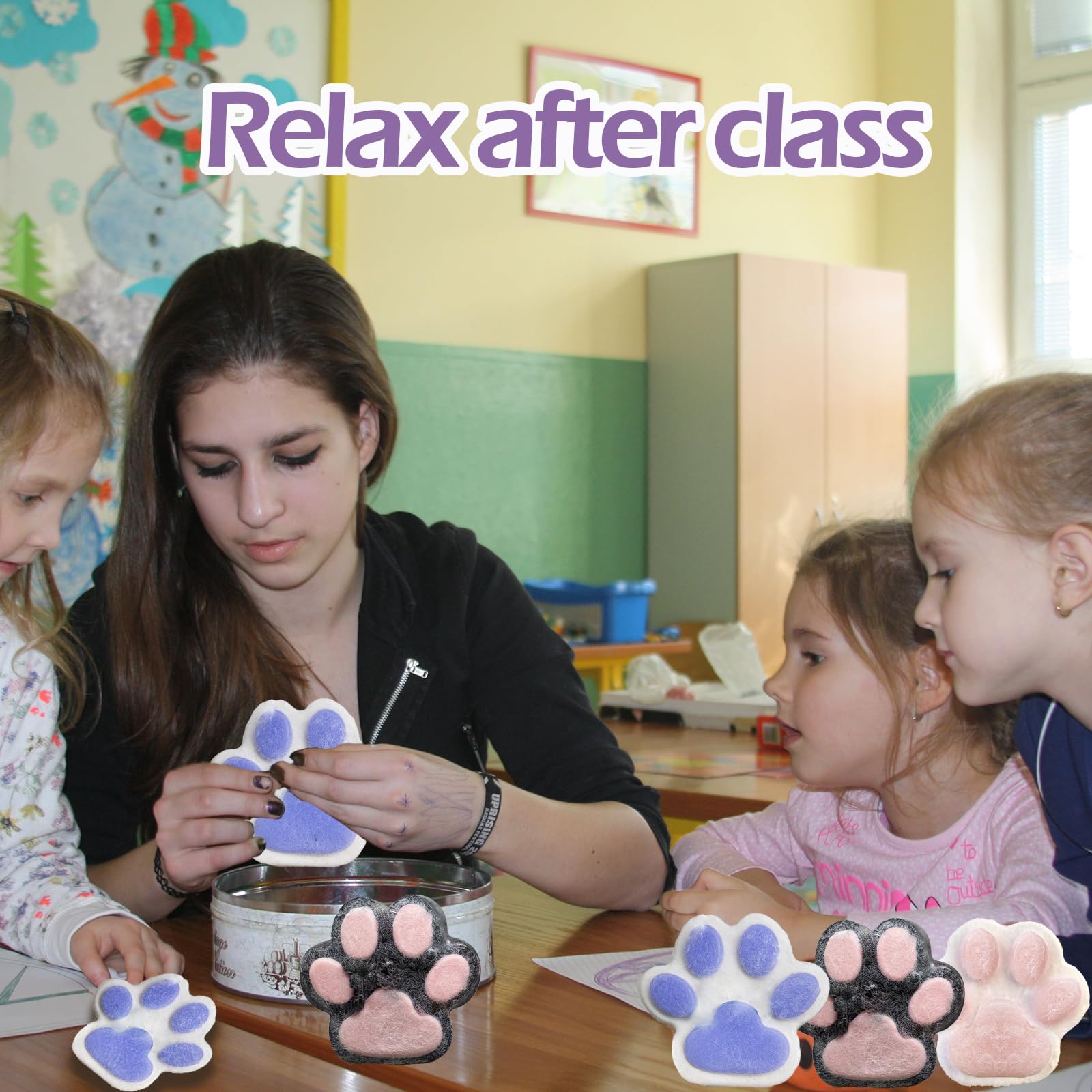 Giant Soft Cat Paw Squishy Toy for Kids & Adults - Stress Relief Fidget Toy, Super Soft & Fluffy Squeeze Sensory Toy for Anxiety Relief (Black & Pink) - Perfect for Home, Office & Travel Stress Relief