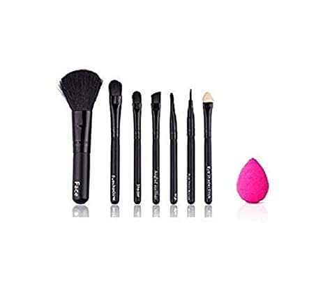 BLUSH18 Professional Makeup Brush Set with Storage Case & Blending Sponge - Black | Complete Cosmetic Kit for Foundation, Contouring & Eyeshadow Application | Perfect for Travel & Home Makeup Organization