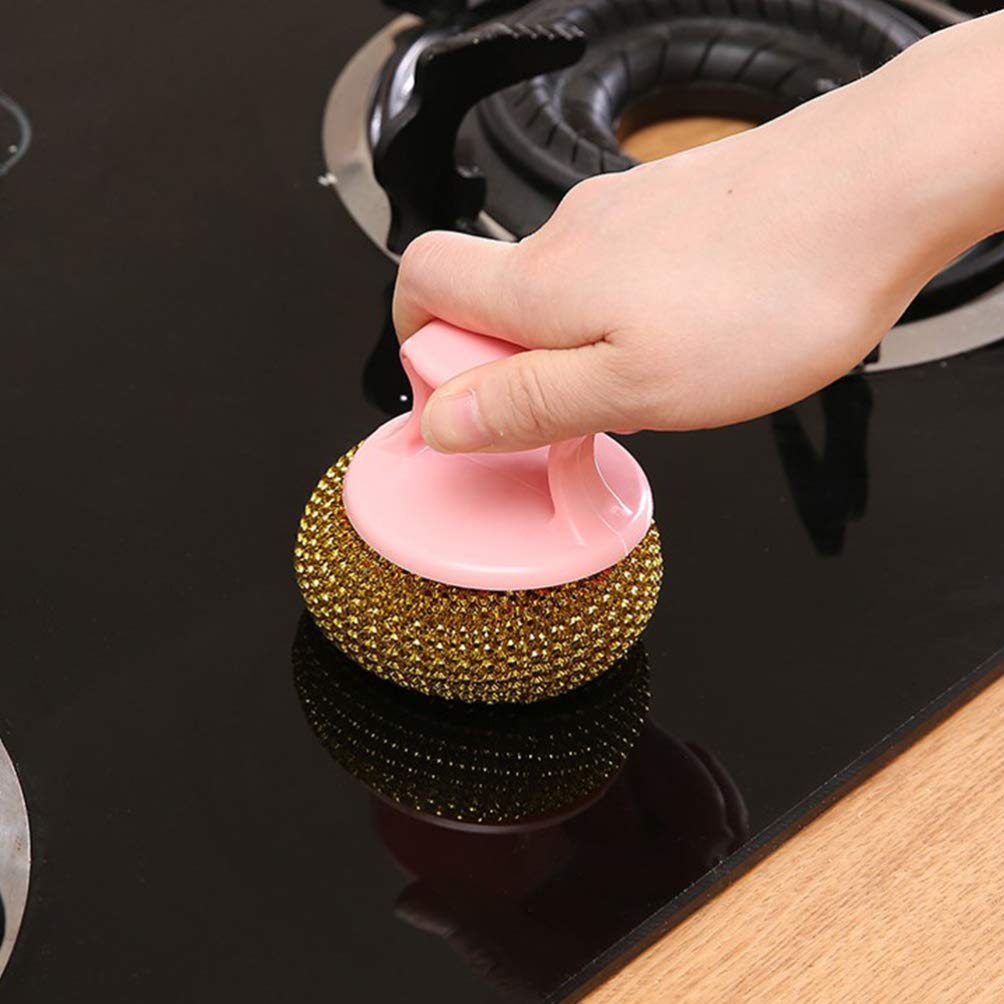 Hemoton Steel Wool Scrubber 10pcs - Detachable Dish Brush for Kitchen & Restaurant Cleaning