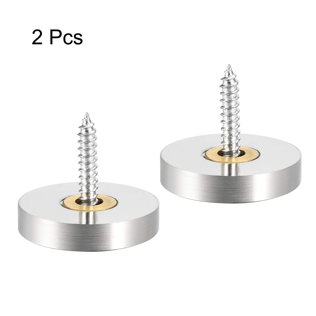 uxcell 25mm Brushed Stainless Steel Mirror Screw Decorative Caps - 2 Pack | Perfect for Bathroom Mirrors, Furniture Hardware & DIY Home Decor Projects