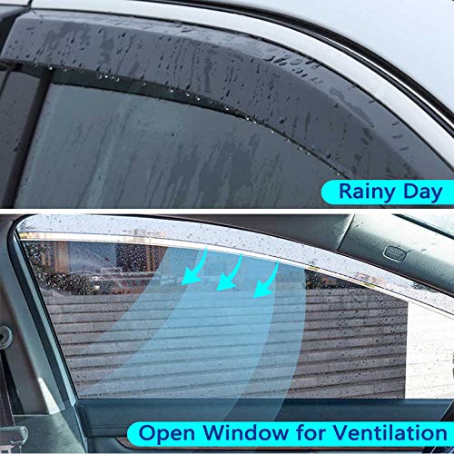 2013-2019 Nissan Sentra Side Window Deflectors - Smoke Tinted Tape-On Rain Guards & Vent Shades for S/SV/SR Models (2014-2018) | Reduce Wind Noise & Keep Rain Out While Driving