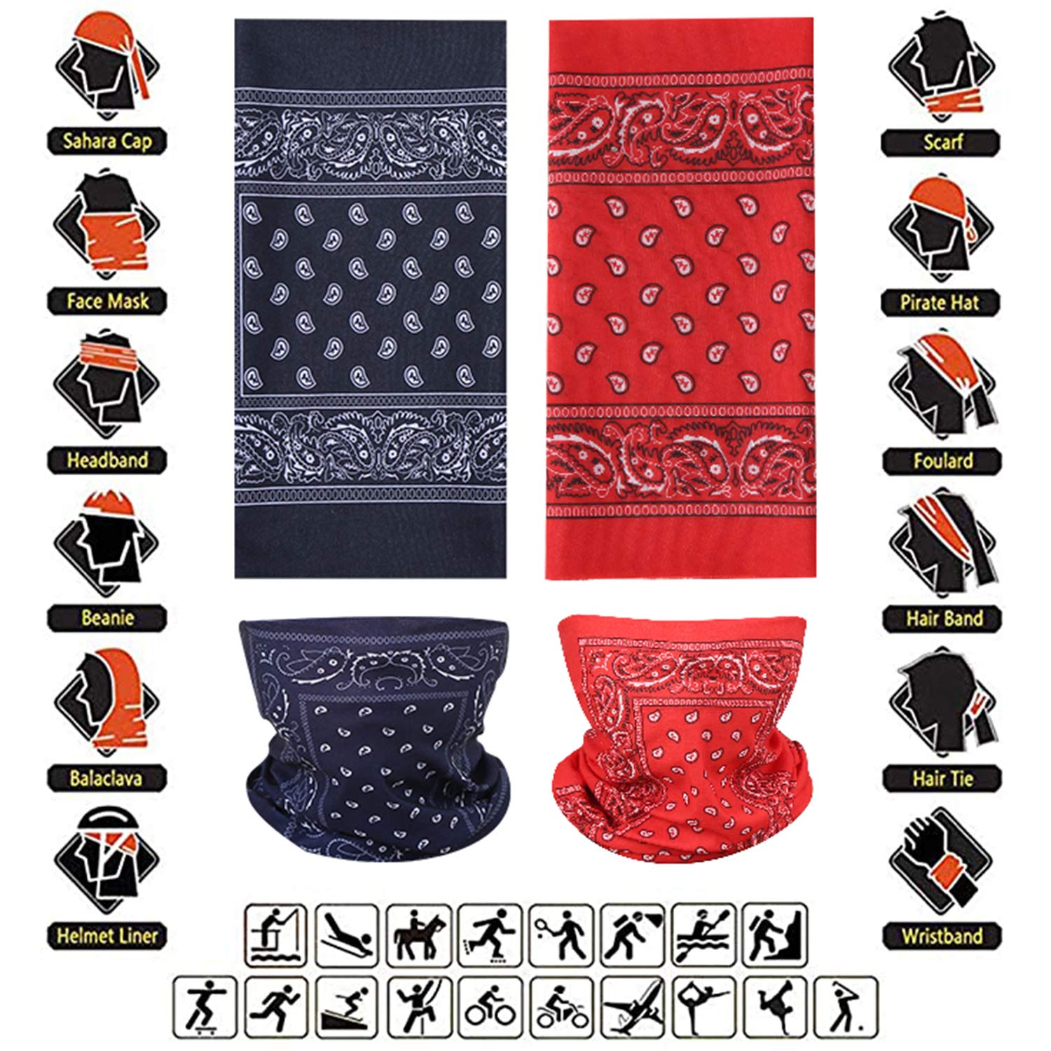 Breathable Face Mask Bandana Neck Gaiter - Seamless UV Protection Scarf for Outdoor Activities, Cycling, Hiking & Dust Protection