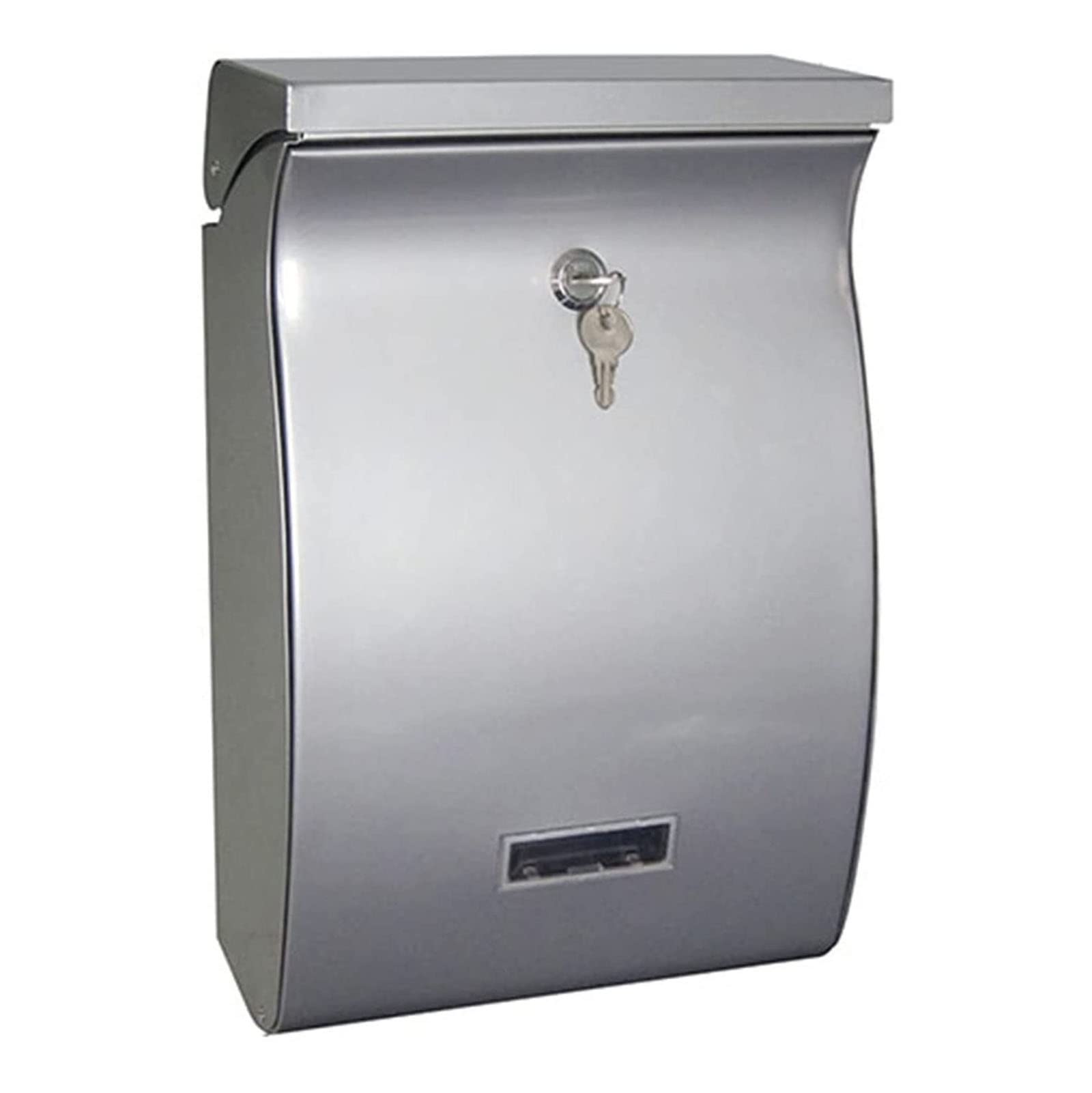 Durable Locking Wall Mount Mailbox - Outdoor Secure Galvanized Steel Post Box for Home & Garden (Silver) | Weatherproof Letterbox for House, Apartment, Office & Commercial Use