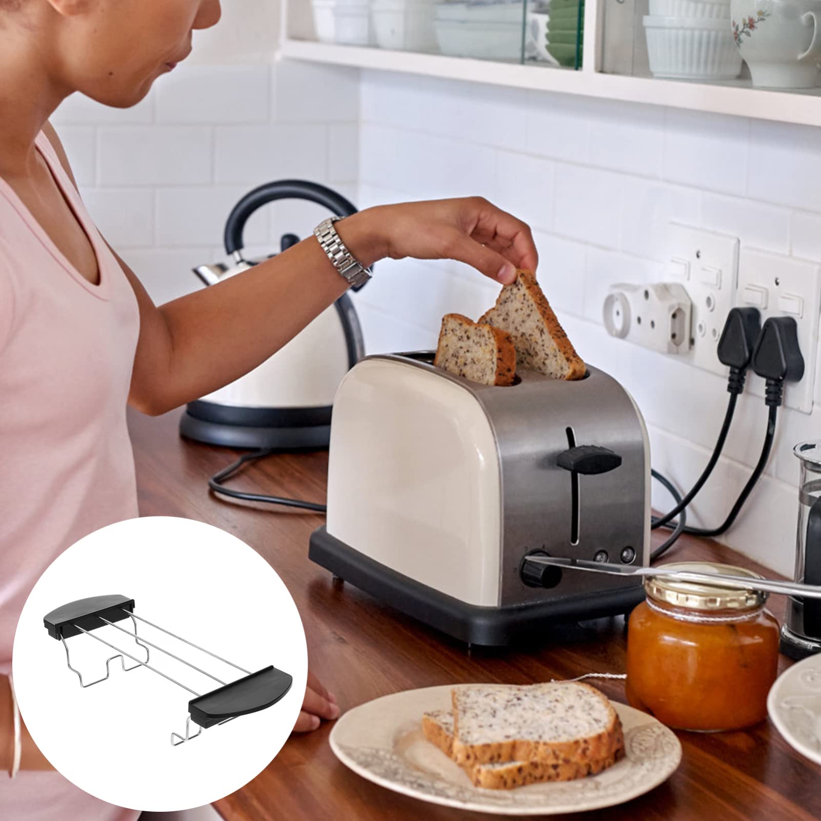 DOITOOL Stainless Steel Toaster Warming Rack - Sandwich & Bread Toast Rack, Bun Warmer for Kitchen Toaster Accessories (Black) - Perfect for Breakfast, Brunch & Home Baking