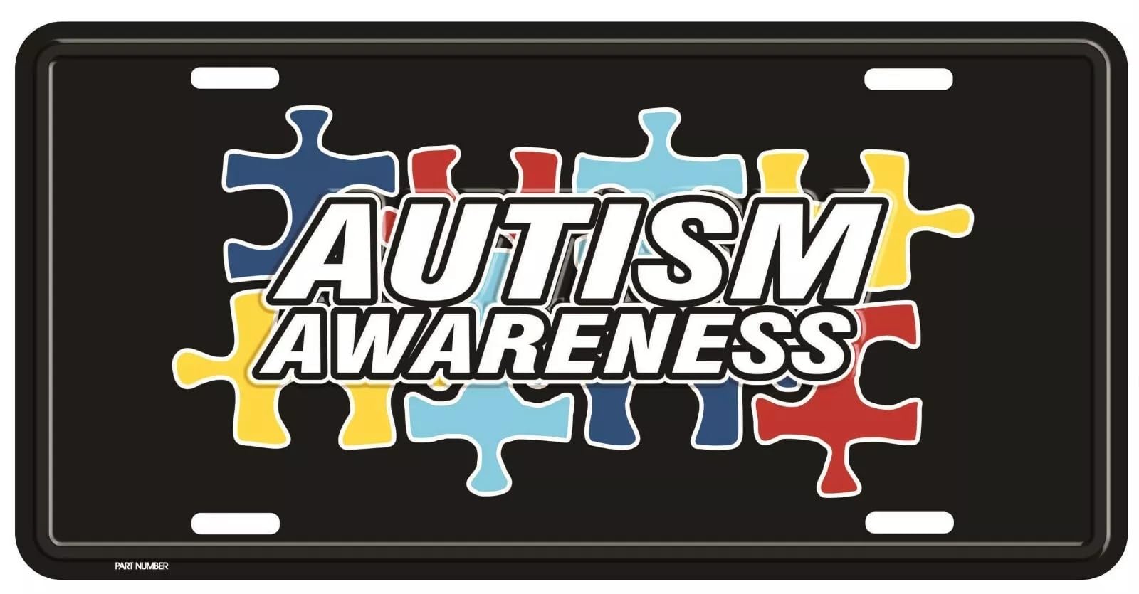 Autism Awareness Ribbon Metal Vanity License Plate - Custom Car Accessory for Autism Support & Awareness Campaigns