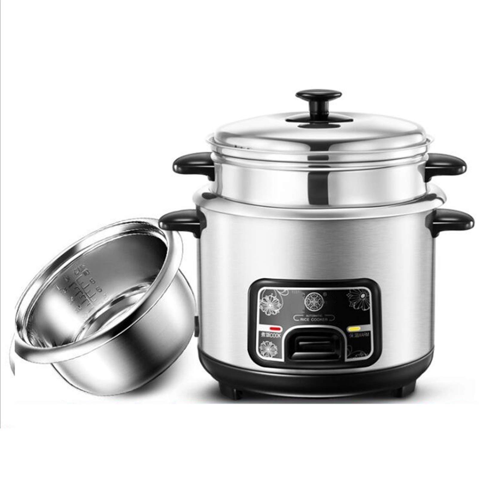 **Portable Stainless Steel Rice Cooker - 3L Mini Rice Cooker with Steam Function, Keep Warm Feature, Non-Stick Inner Pot - Perfect for Travel, Dorm, Office & Small Kitchens**