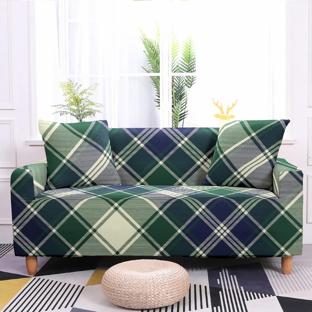 AACHHO Stretchable L-Shaped Sofa Cover - Geometric Elastic Slipcover for Living Room Couches (Fits 90 to 140cm Width) - Perfect for Sectional Sofas, Home Decor & Pet Protection