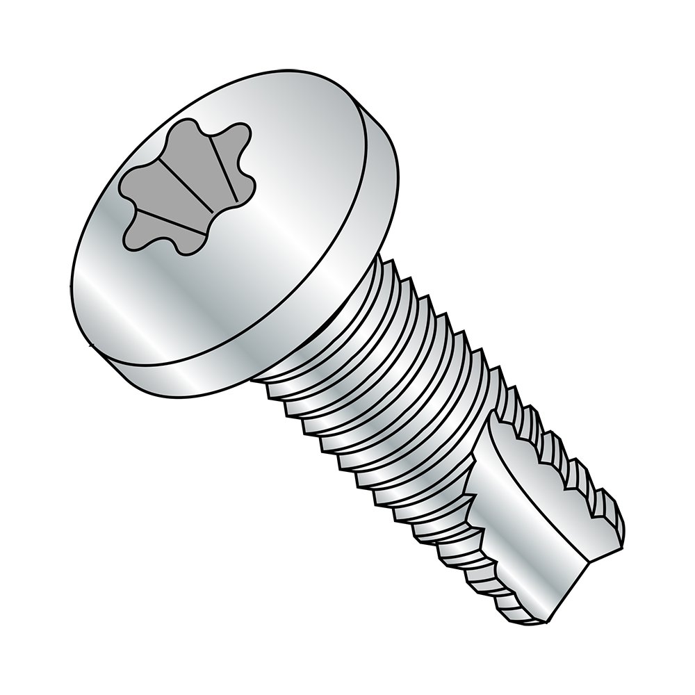 Small Parts 10083TP Zinc Plated Steel Thread Cutting Screw, Pan Head Star Drive Type 23, #10-24 Thread, 1/2