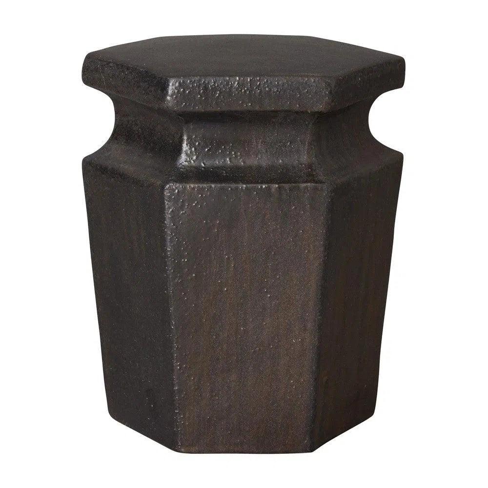 18 Inch Hexagonal Ceramic Garden Stool - Outdoor Patio Furniture for Garden, Porch, Poolside & Backyard Decor