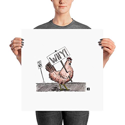 BellavanceInk: Limited Edition 'Why Did the Chicken Cross The Road?' Pen & Ink Watercolor Print - Whimsical Wall Art for Home, Office & Gift Giving