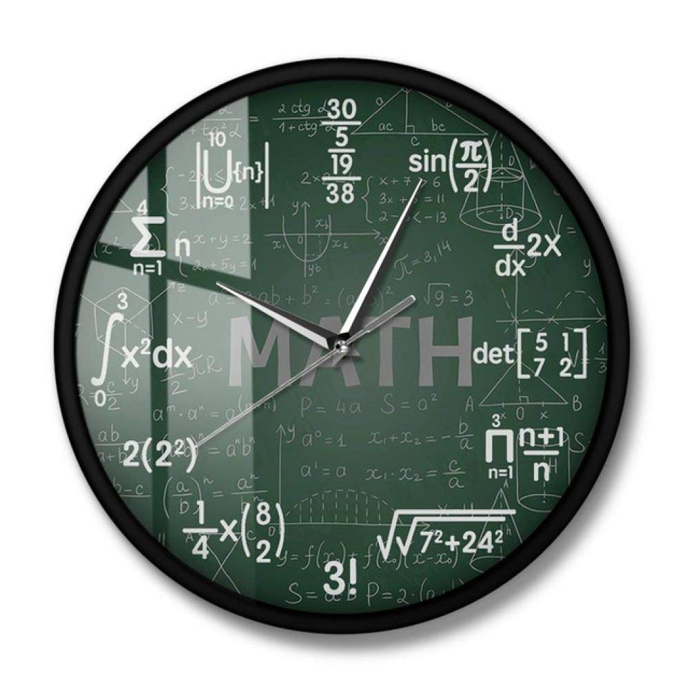 Green Chalkboard Wall Clock with Math Formulas - Metal Frame Hanging Wall Watch for Classroom, Office & Home Decor | Perfect Back to School Gift for Math Geeks & Science Lovers