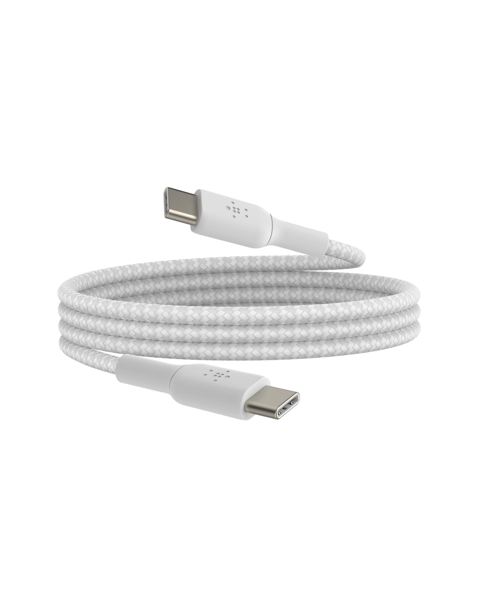Belkin BoostCharge Braided USB-C to USB-C Cable 3.3ft (1M) - Fast Charging & Data Sync for iPhone 16 Series, Galaxy S23/S22, Pixel 7/6, iPad Pro - Durable Nylon White Cable for Home, Office & Travel Charging