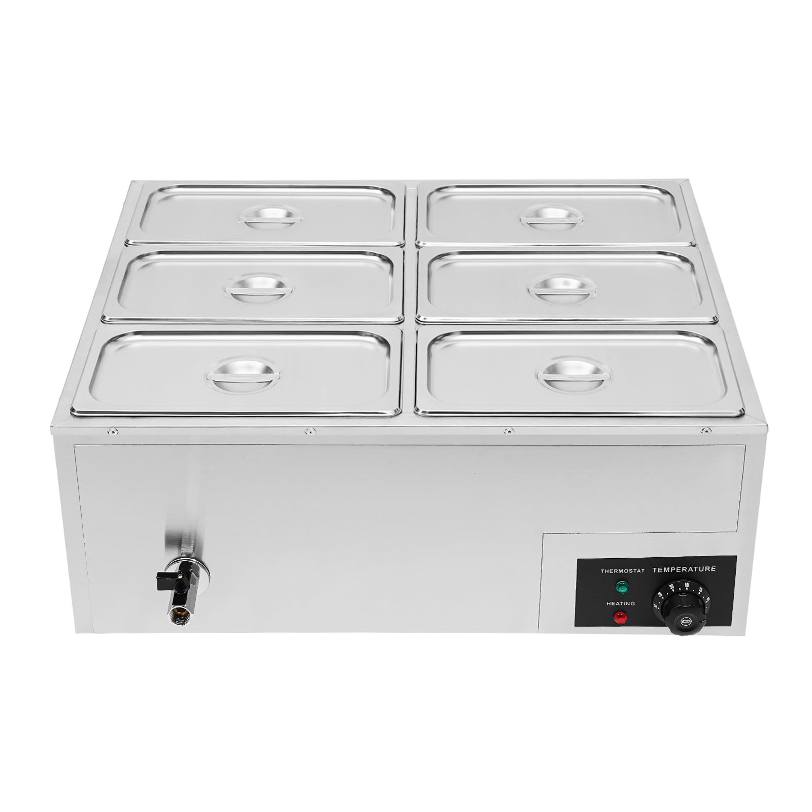 6-Pan Commercial Food Warmer Buffet Server - Stainless Steel Electric Food Warmer Tray with Adjustable Temperature - Perfect for Catering, Buffets, Restaurants and Party Food Serving