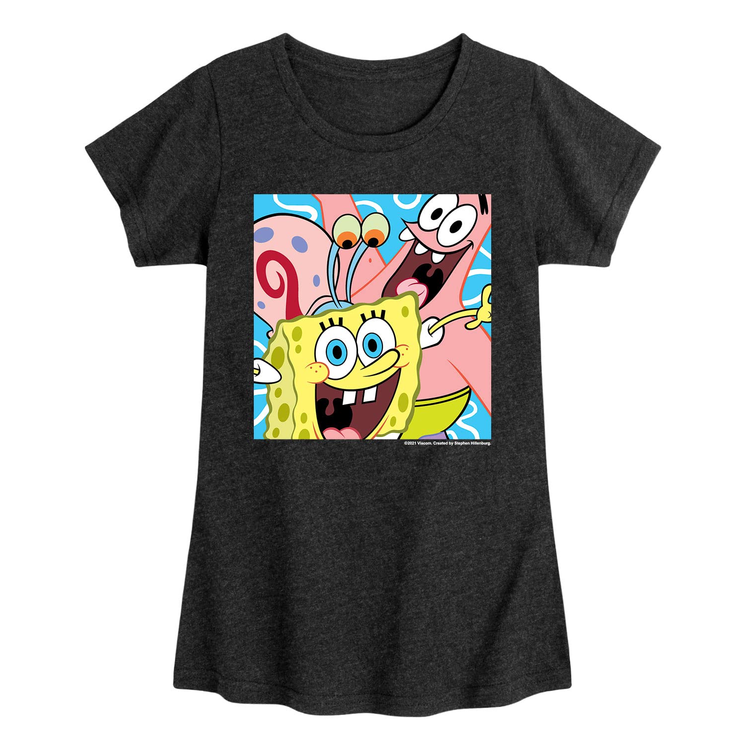 Spongebob Squarepants Patrick Star Girls Short Sleeve T-Shirt | Cartoon Character Graphic Tee | Casual Kids Outfit for School & Play