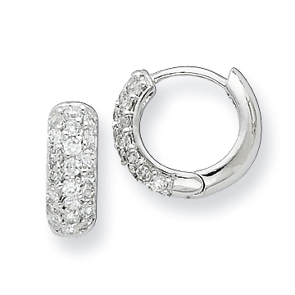 Sterling Silver Cubic Zirconia Hinged Hoop Earrings for Women - Elegant Dangle Earrings for Party, Wedding & Everyday Wear