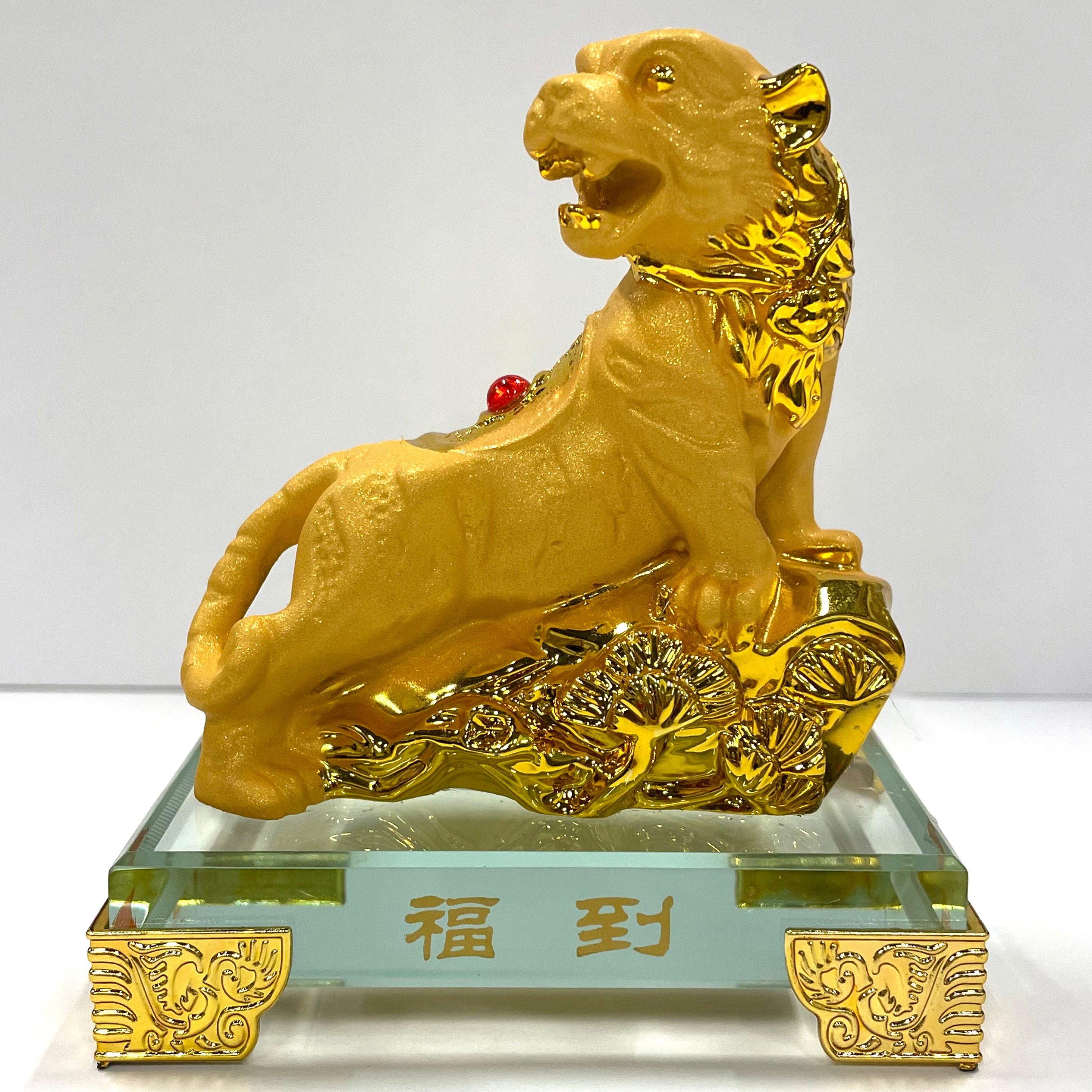 Chinese New Year Zodiac Glass Figurine - Tiger Collectible for Home Decor, Gift & Feng Shui | Perfect for Lunar New Year Celebrations, Office Display & Asian Culture Enthusiasts