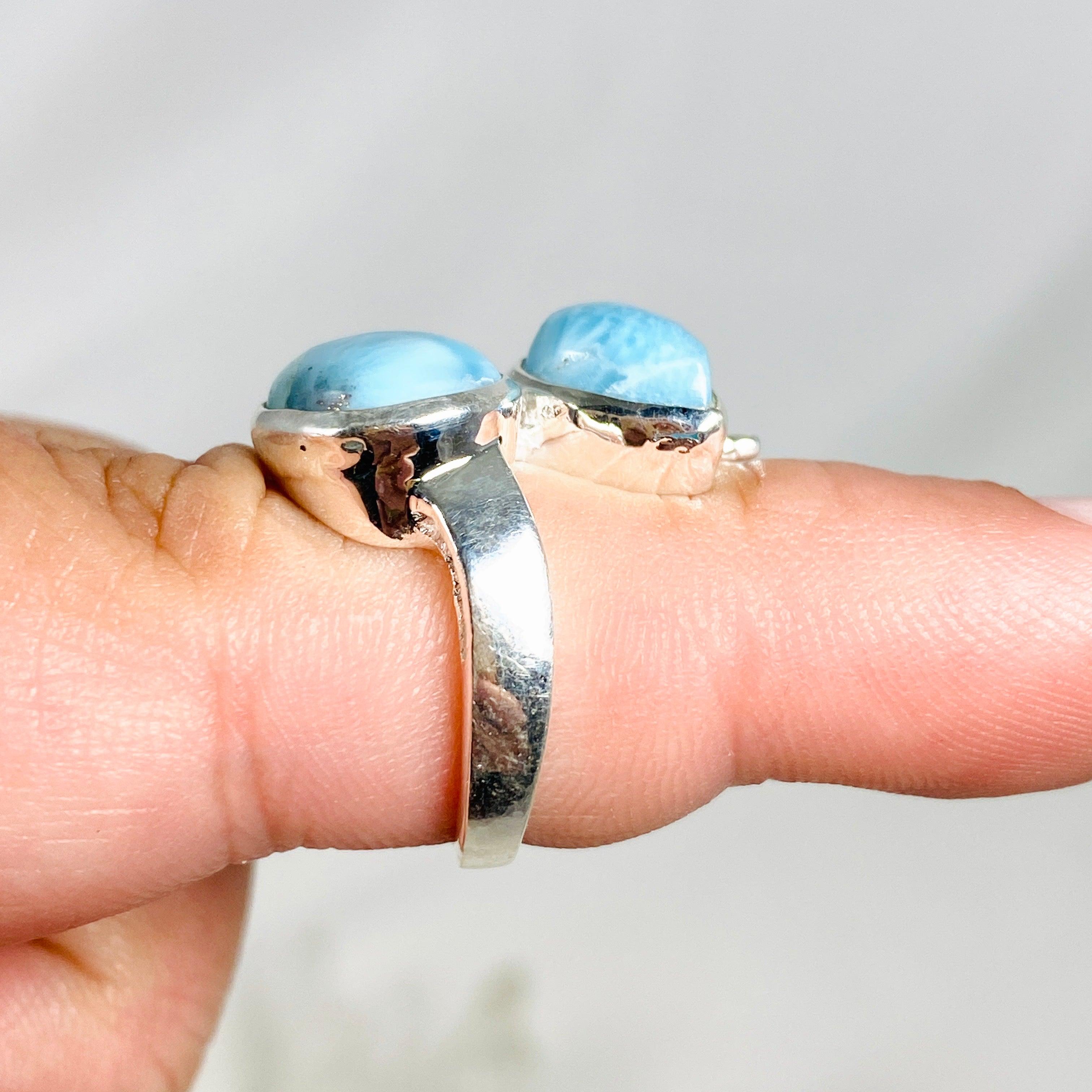 Larimar Multi Stone Ring for Women - Size 6 Sterling Silver Jewelry KRGJ3091 | Perfect for Beach Vacation, Boho Fashion & Gift Giving